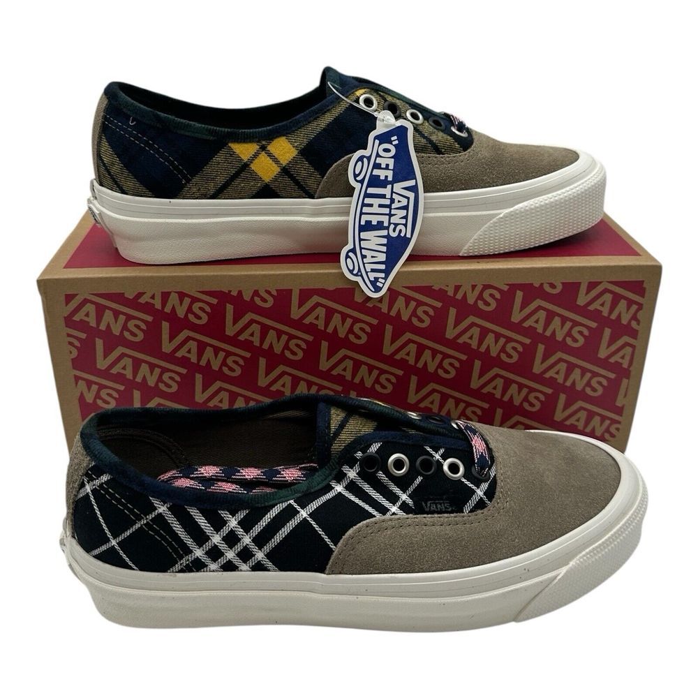 Vans Anaheim Factory Authentic 44 DX Shoes Mens 7 Womens 8.5 Gray Yellow Plaid
